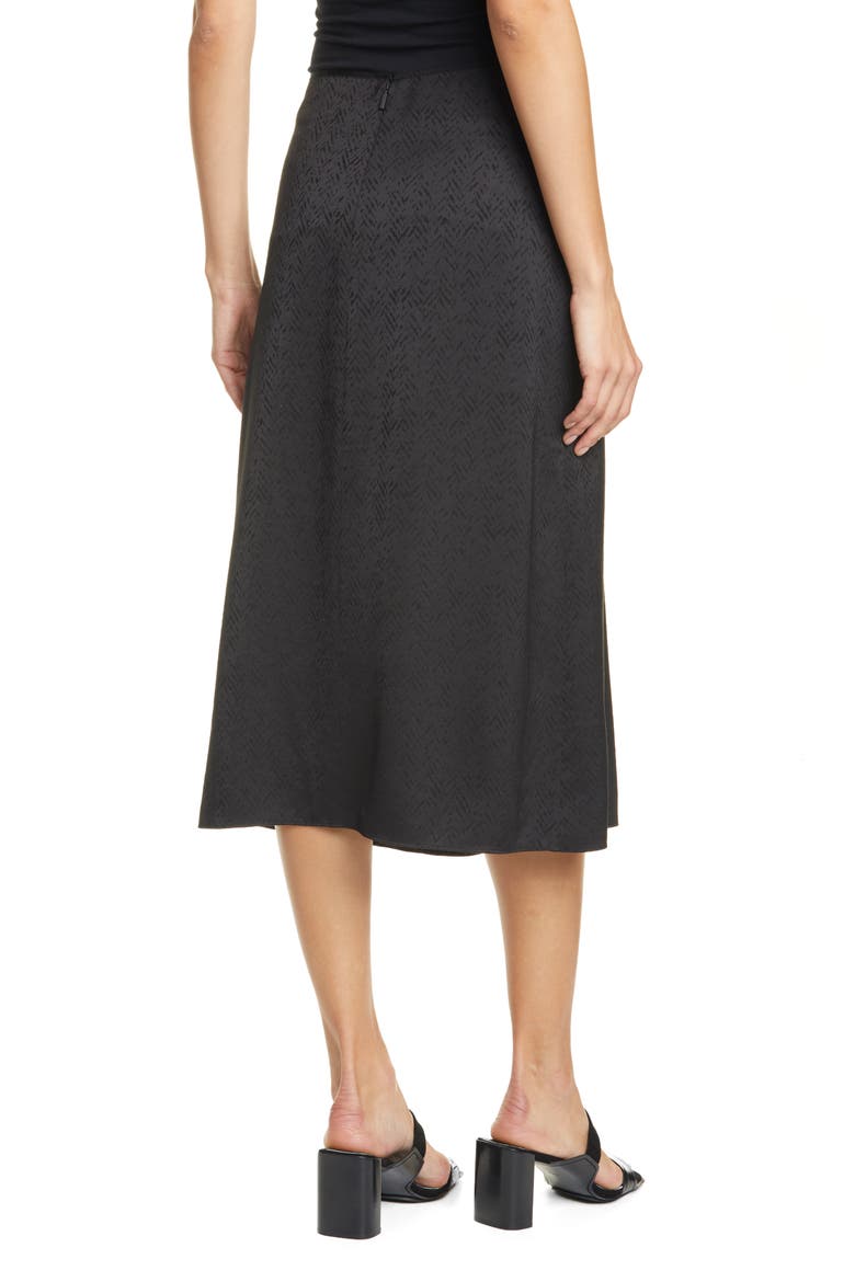Letti Satin Jacquard Midi Skirt, Alternate, color, BLK