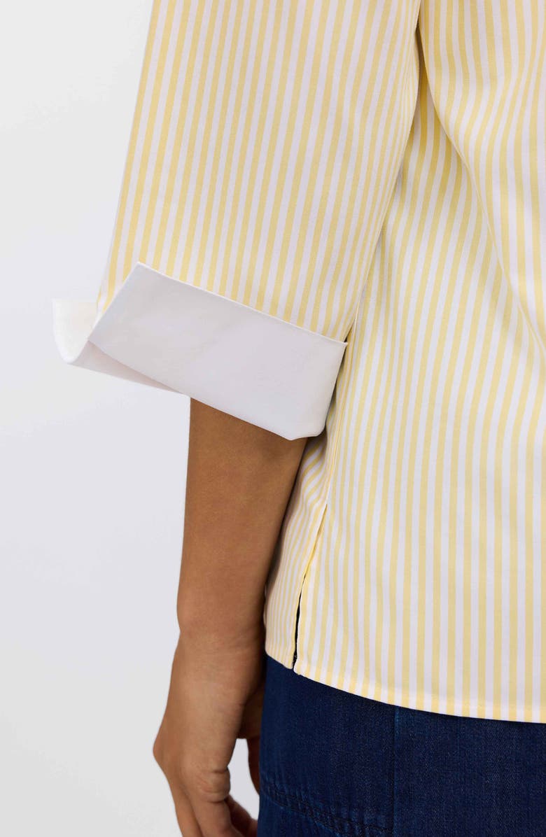 Foxcroft Tammy Ruffle Collar Cotton Top, Alternate, color, Lemon Yellow