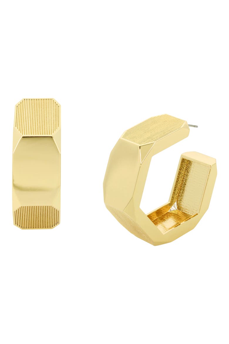 Textured Large Hexagon Hoop Earrings, Main, color, GOLD