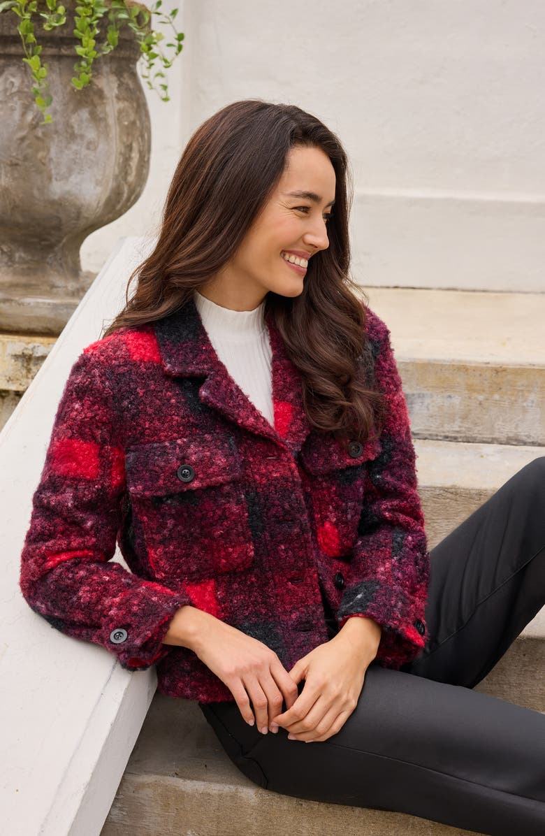 Liverpool Los Angeles Boxy Check Button Front Shacket, Alternate, color, 