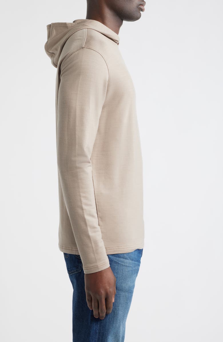 Peter Millar Crown Crafted Excursionist Flex Merino Wool Blend Hoodie, Alternate, color, Biscotti