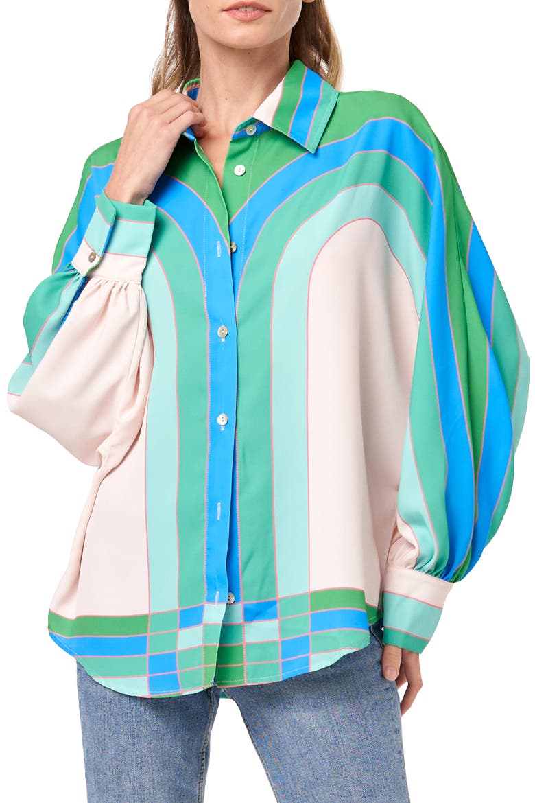 Messa Print Button-Up Shirt, Alternate, color, GREEN MULTI
