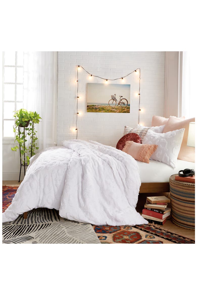 Chenille Leopard Comforter & Sham Set, Alternate, color, WHITE