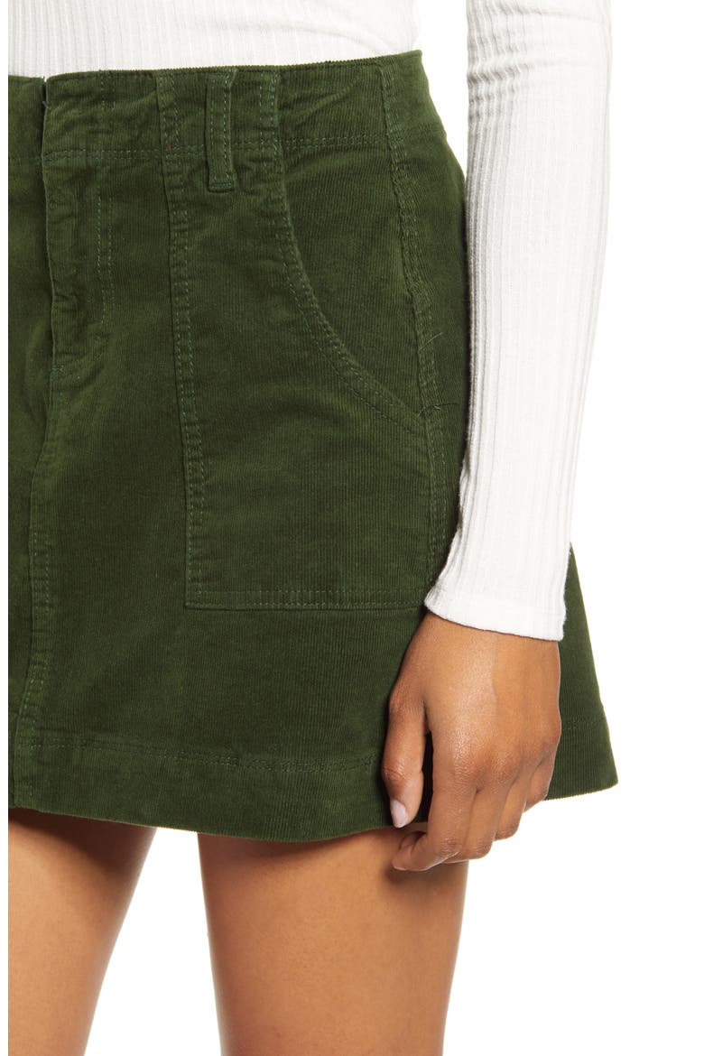 Corduroy A-Line Miniskirt, Alternate, color, DEEP GREEN