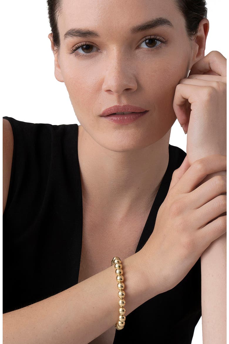 Signature Caviar Beaded Stretch Bracelet, Alternate, color, GOLD
