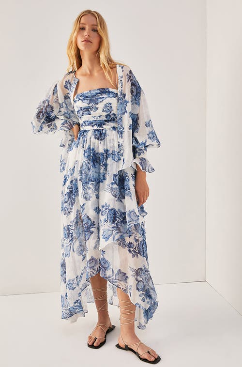 REBECCA TAYLOR REBECCA TAYLOR ROSARIUM FLEUR SILK LINEN MAXI DRESS