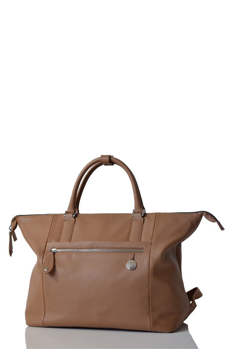 Chiltern Leather Diaper Bag, Main, color, MAPLE