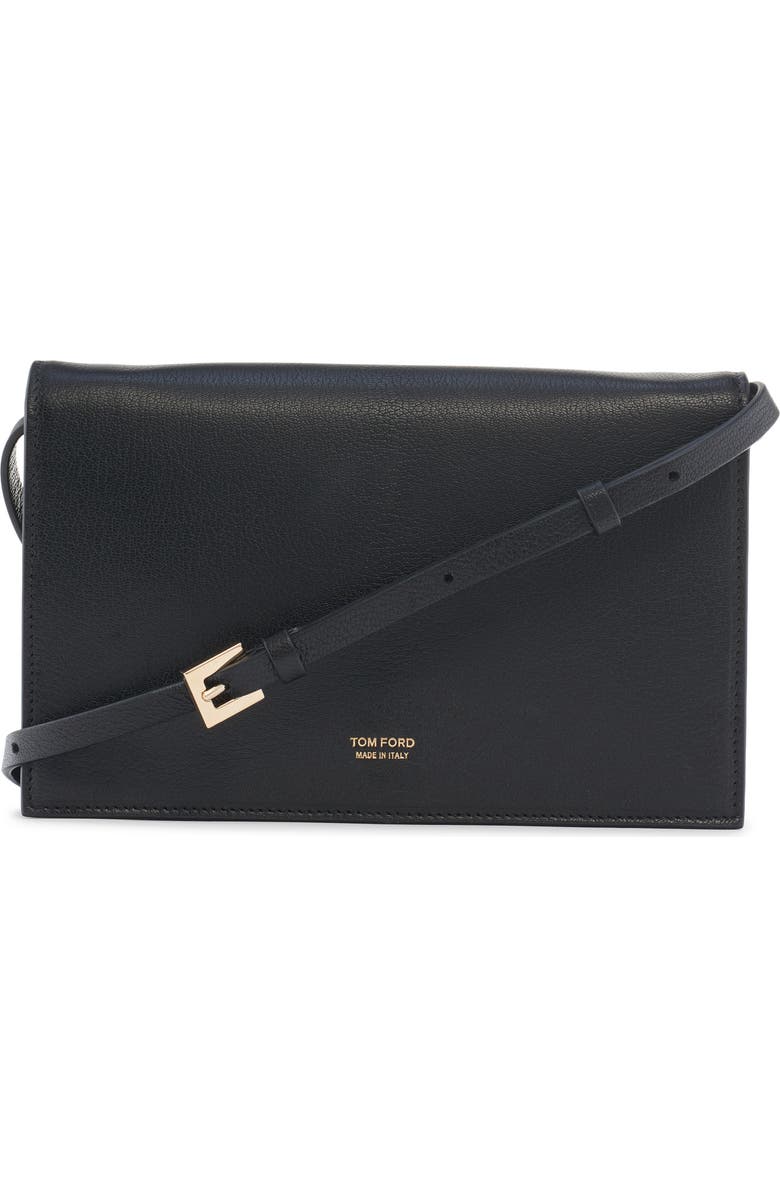 TOM FORD Mini Double T Leather Shoulder Bag, Alternate, color, Black