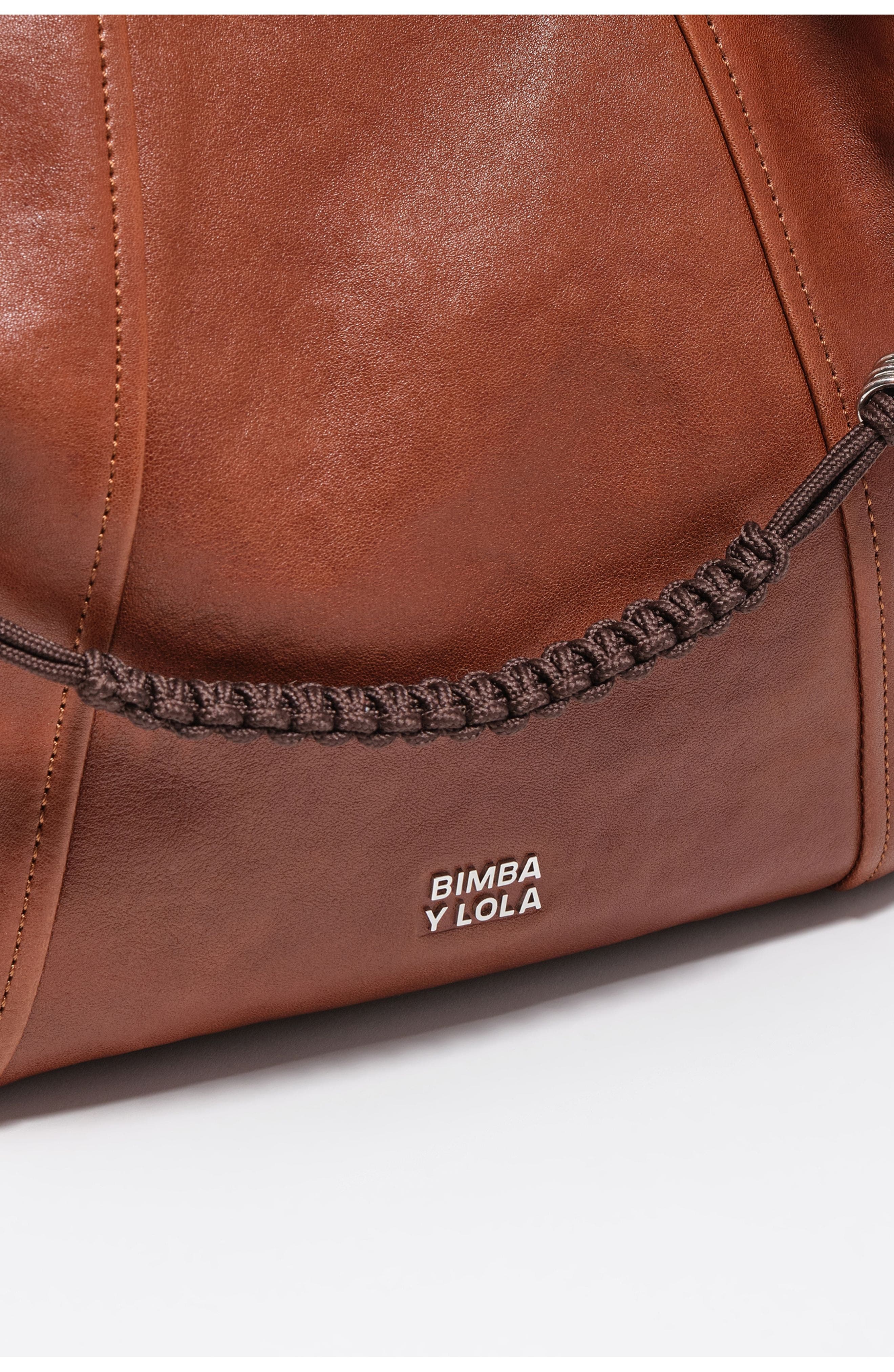 Bimba y Lola Leather Paper Bag, Alternate, color, Dark Tan