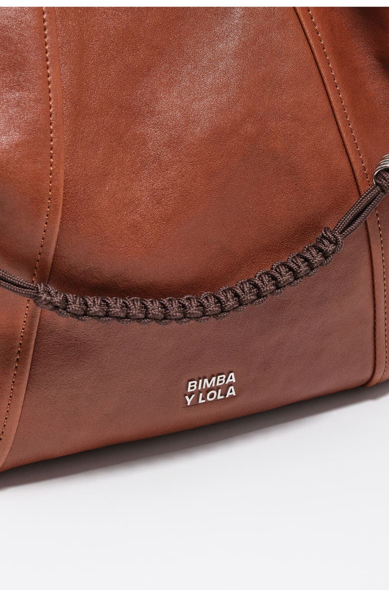 Bimba y Lola Leather Paper Bag, Alternate, color, Dark Tan