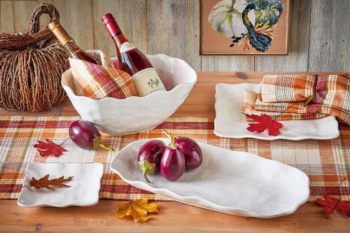 Tag Formoso Oval Entertain Bowl Ceramic Serving Bowl For Fall In White