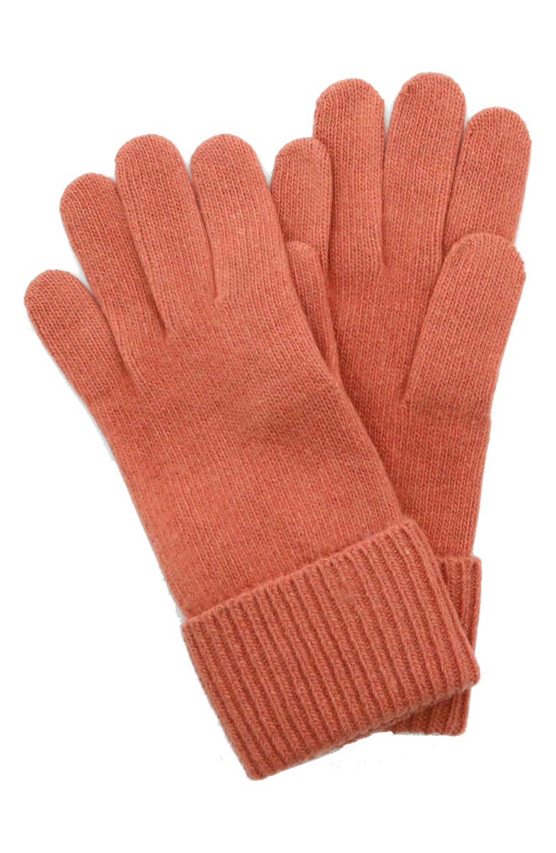 Portolano Cashmere Ribbed Gloves, Main, color, Canyon Clay