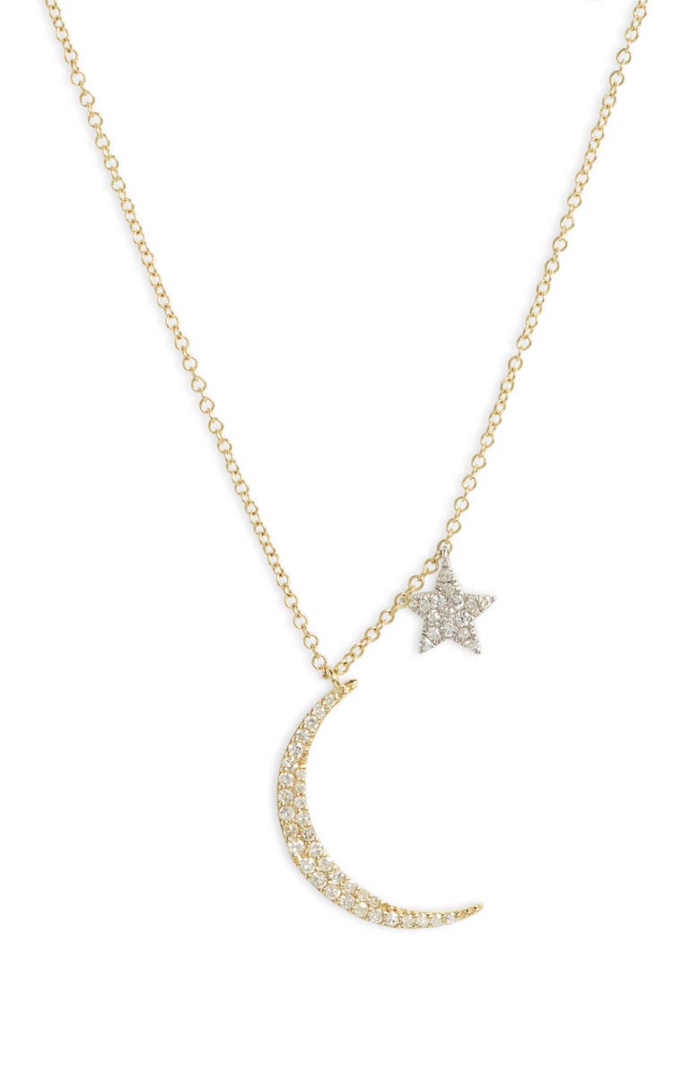Meira T Moon & Star Diamond Pendant Necklace, Main, color, Yellow