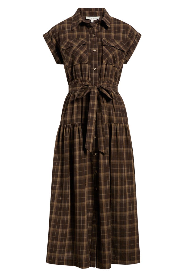 Plaid Maxi Shirtdress, Alternate, color, BROWN PLAID