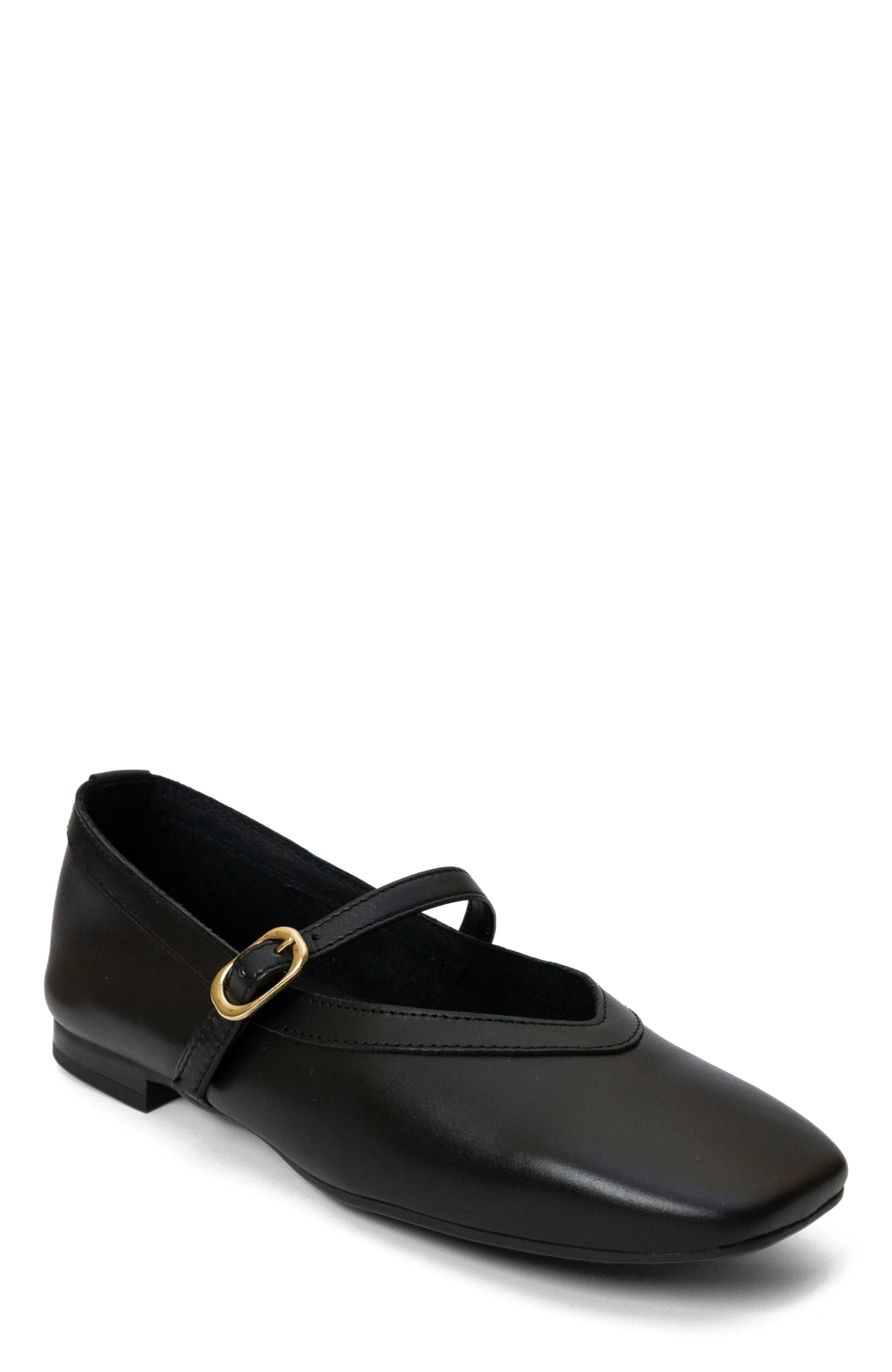 Menina Step Greta Leather Mary Jane Flat, Alternate, color, Black