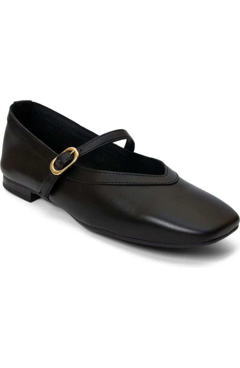 Menina Step Greta Leather Mary Jane Flat, Alternate, color, Black