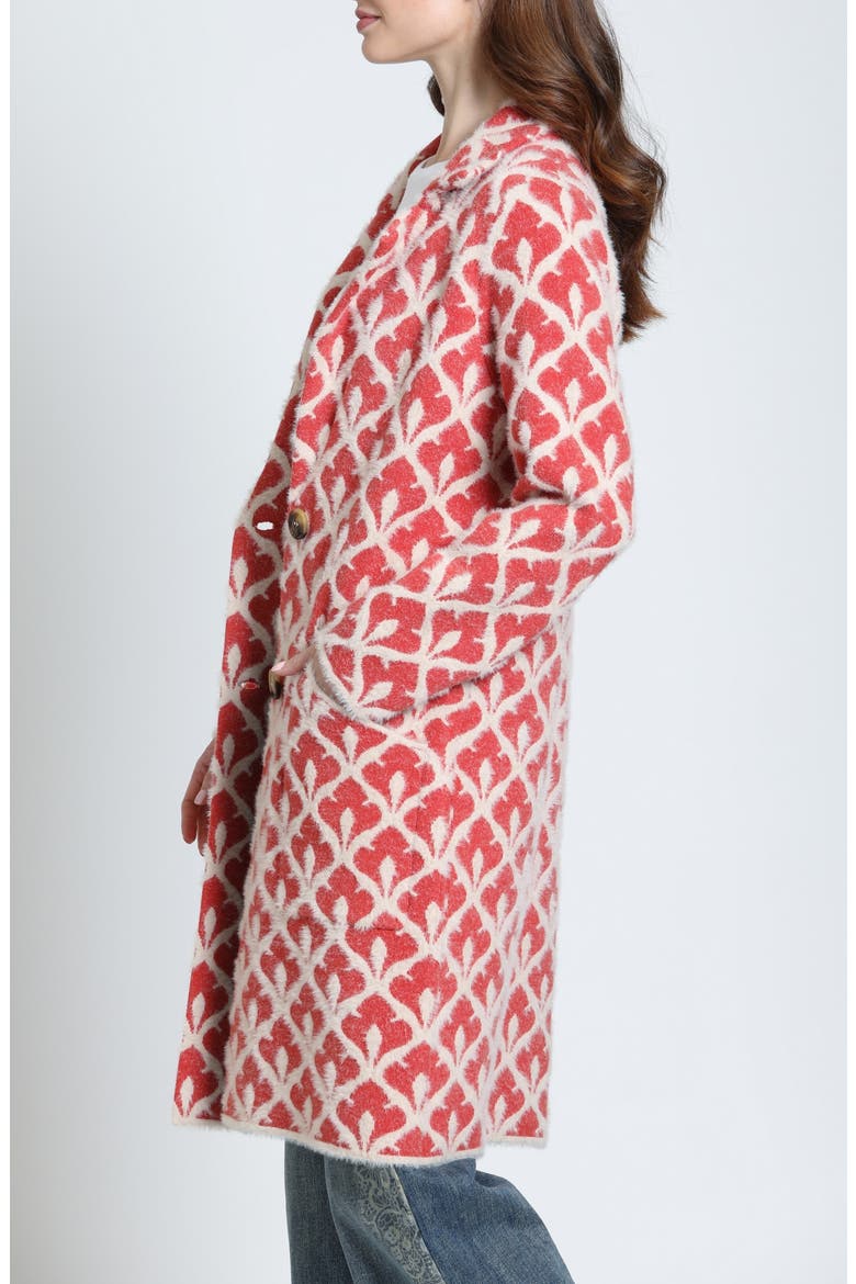 Fleur-de-Lis Long Cardigan, Alternate, color, TERRACOTTA/CREAM