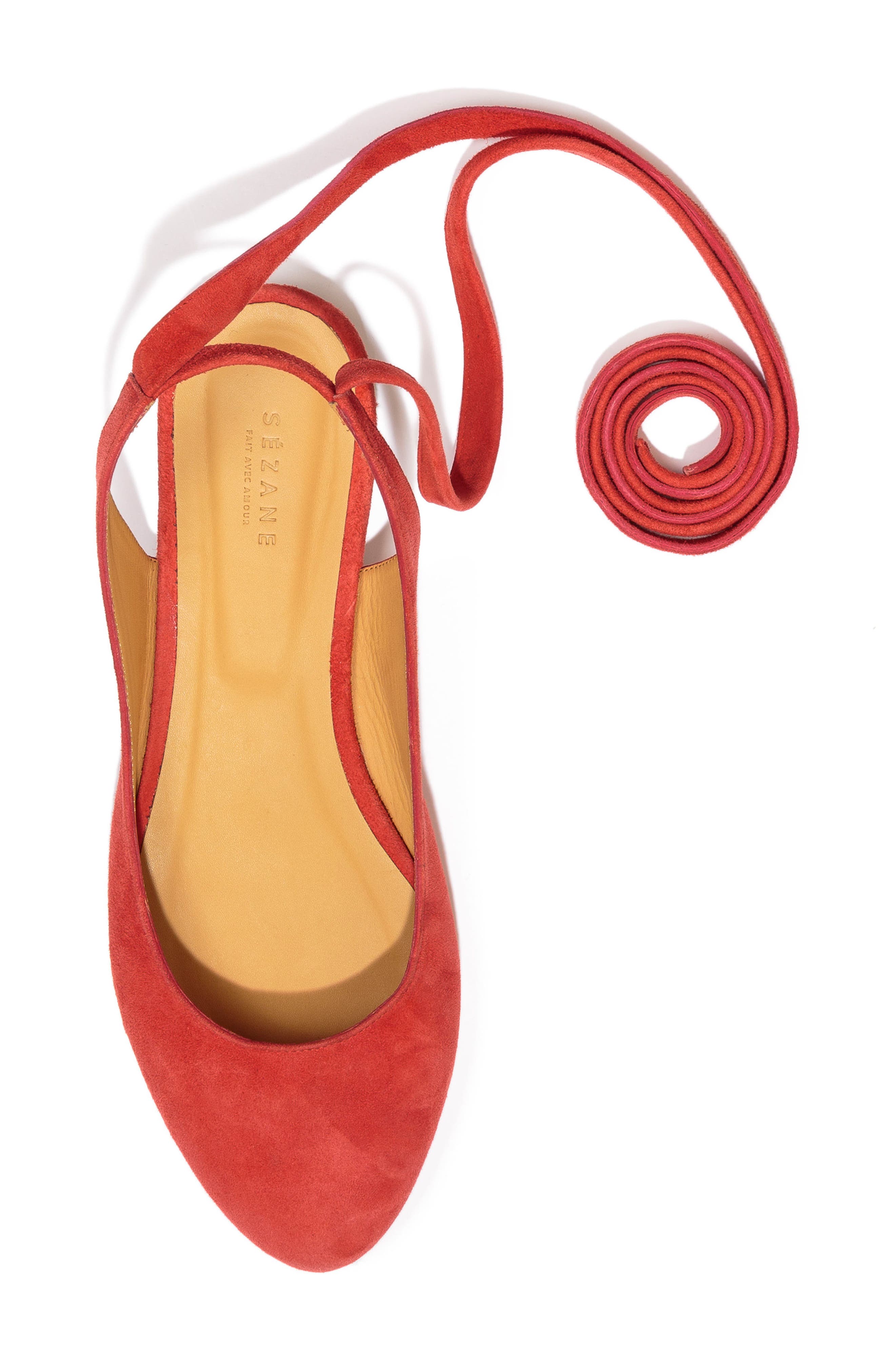 Sézane Nina Ballerina Ankle Wrap Flat, Alternate, color, 