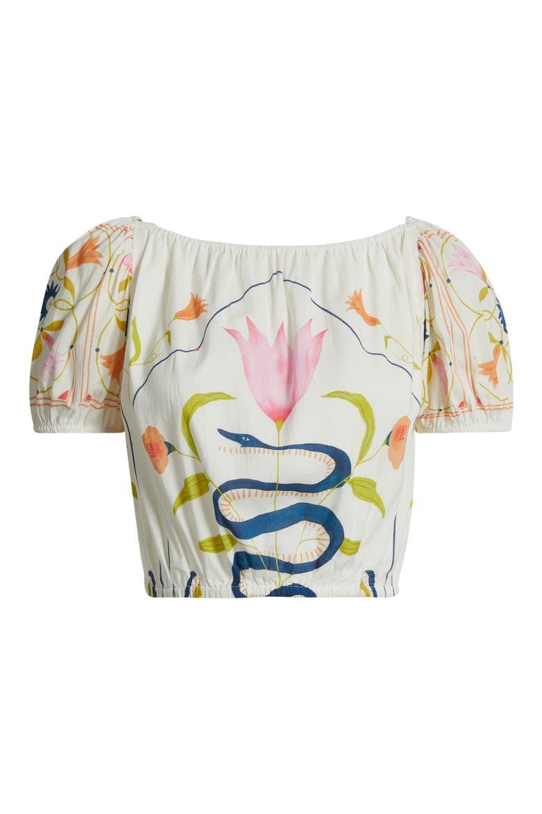Emma Puff Sleeve Crop Cotton Blend Top, Alternate, color, MONTECITO PRINT