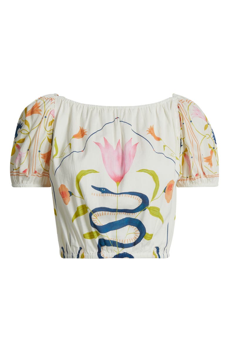 Cleobella Emma Puff Sleeve Crop Cotton Blend Top, Alternate, color, Montecito Print