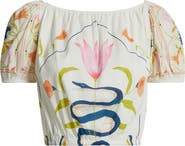 Cleobella Emma Puff Sleeve Crop Cotton Blend Top