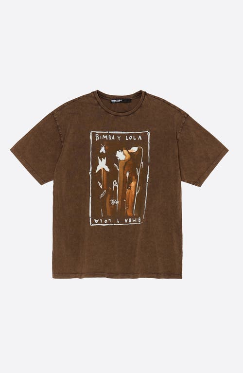 Bimba Y Lola Floral Logo Maxi T-shirt In Brown
