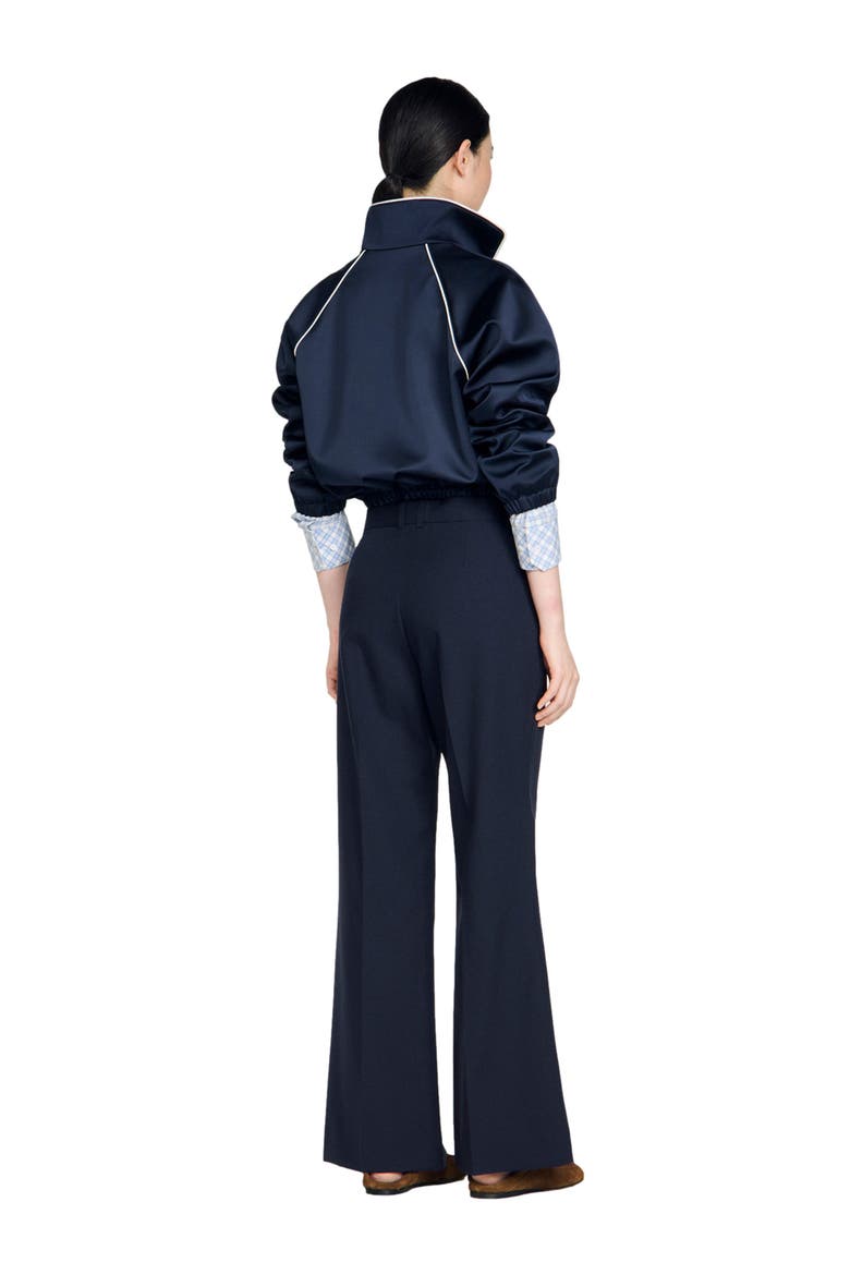 Wide-leg wool trousers, Alternate, color, Navy blue