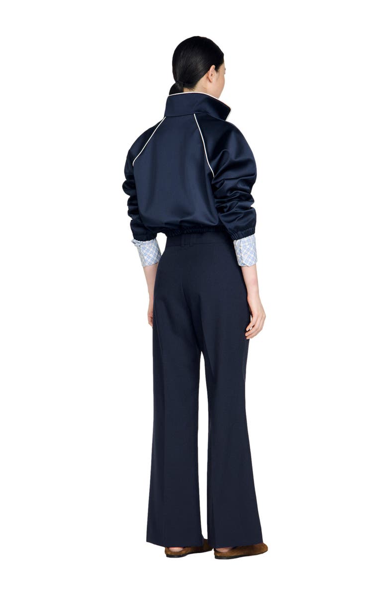SANDRO Wide-leg wool trousers, Alternate, color, Navy Blue