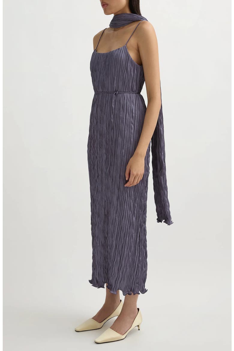 Esme Plissé Midi Slipdress & Scarf, Alternate, color, DUSK