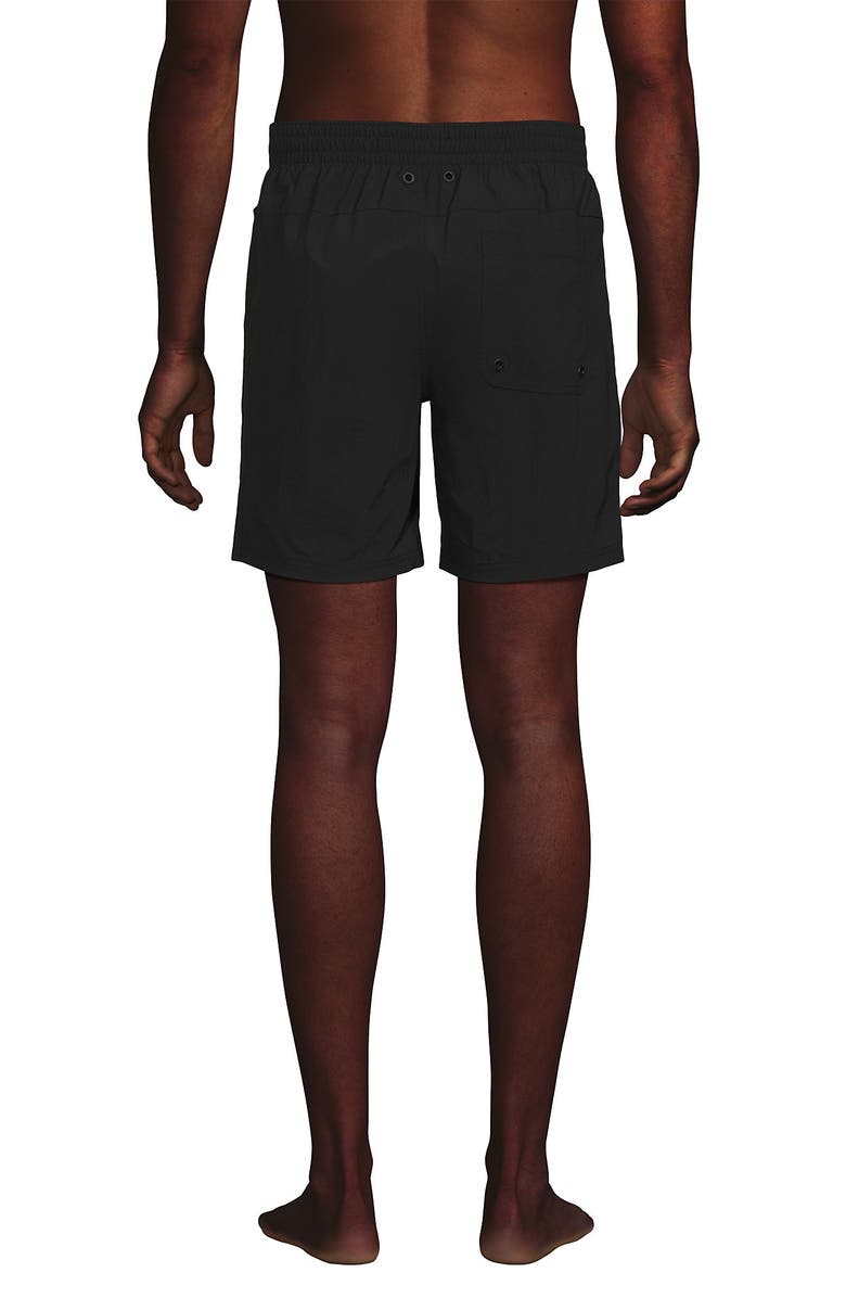 Lands' End 7 Inch Volley Hydroliner Swim Trunks, Alternate, color, Black