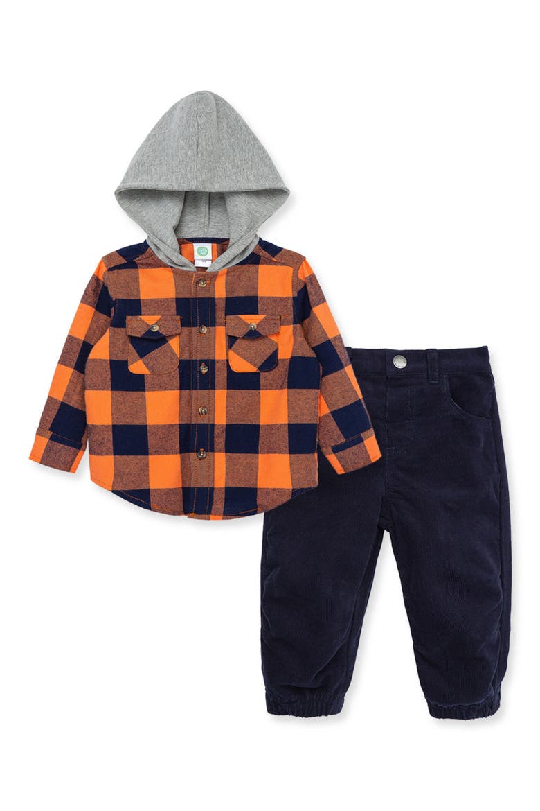 Check Woven Shirt Jacket & Pants Set, Main, color, BLUE