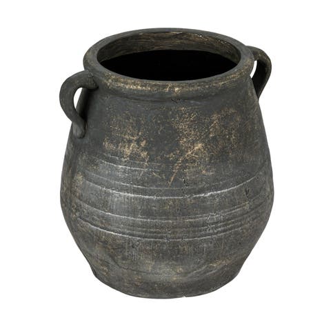 Whitewashed Terra-cotta Urn, Grey