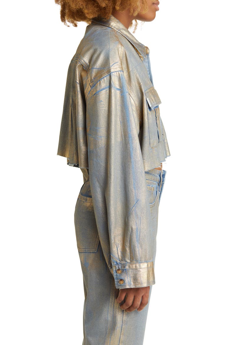 Aliya Metallic Crop Denim Jacket, Alternate, color, FIRE DANCER