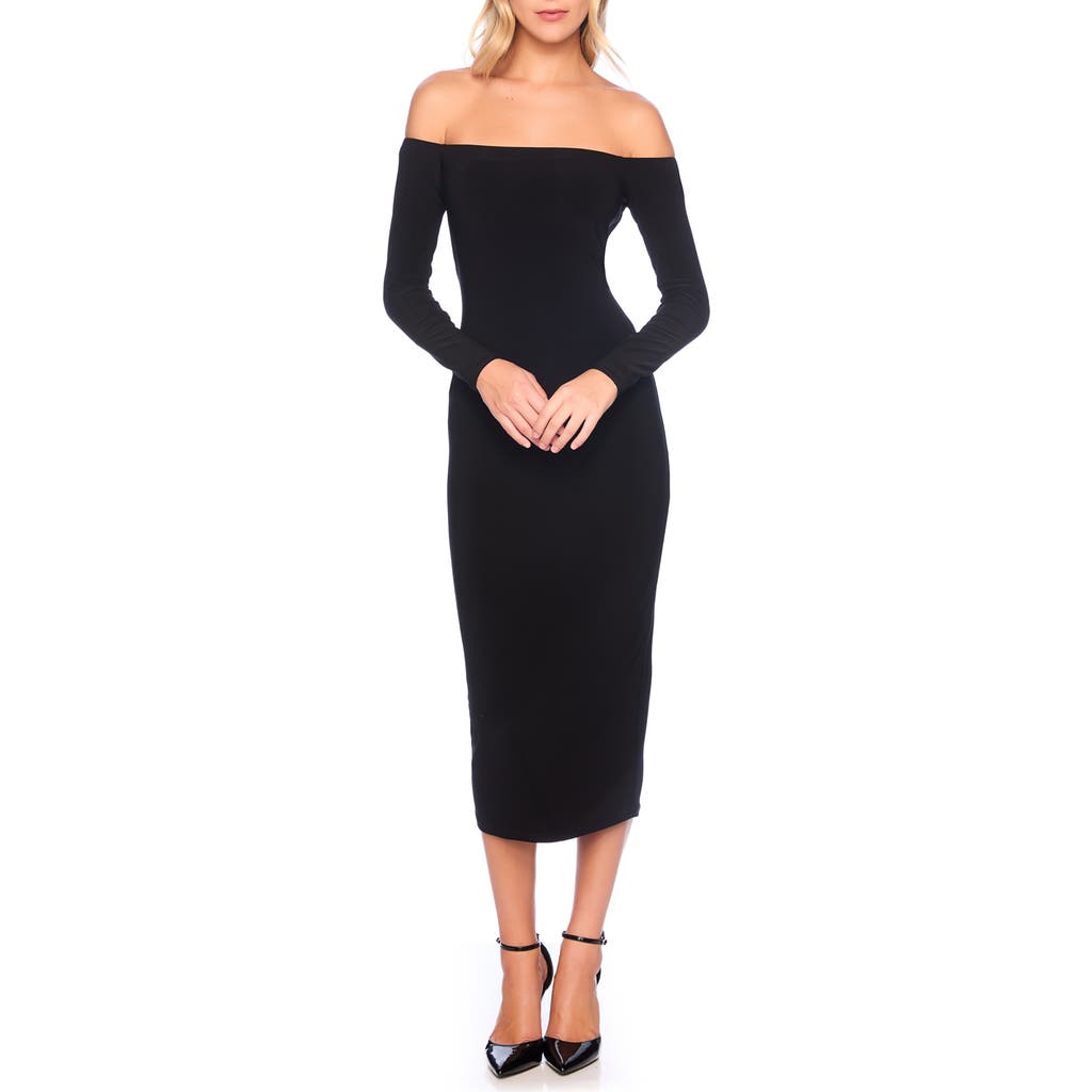 Susana Monaco Off The Shoulder Long Sleeve Matte Jersey Maxi Dress In Black