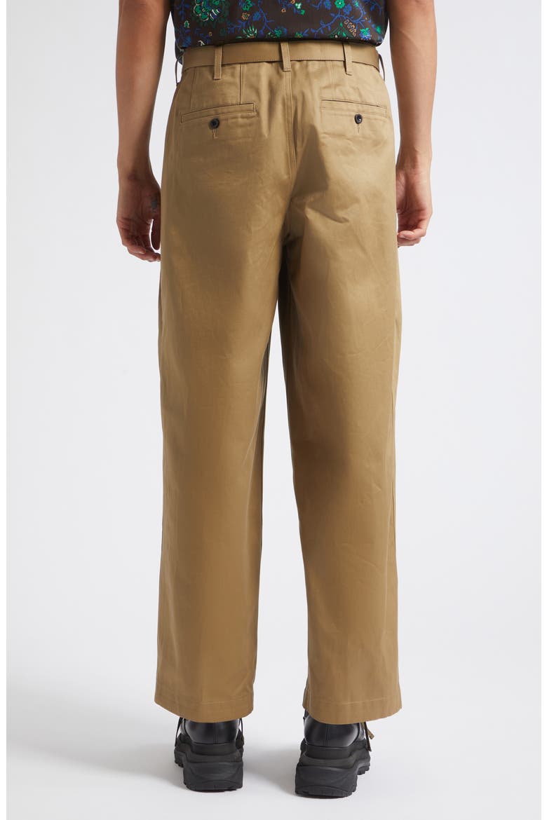 Belted Pleat Front Cotton Chinos, Alternate, color, DARK BEIGE
