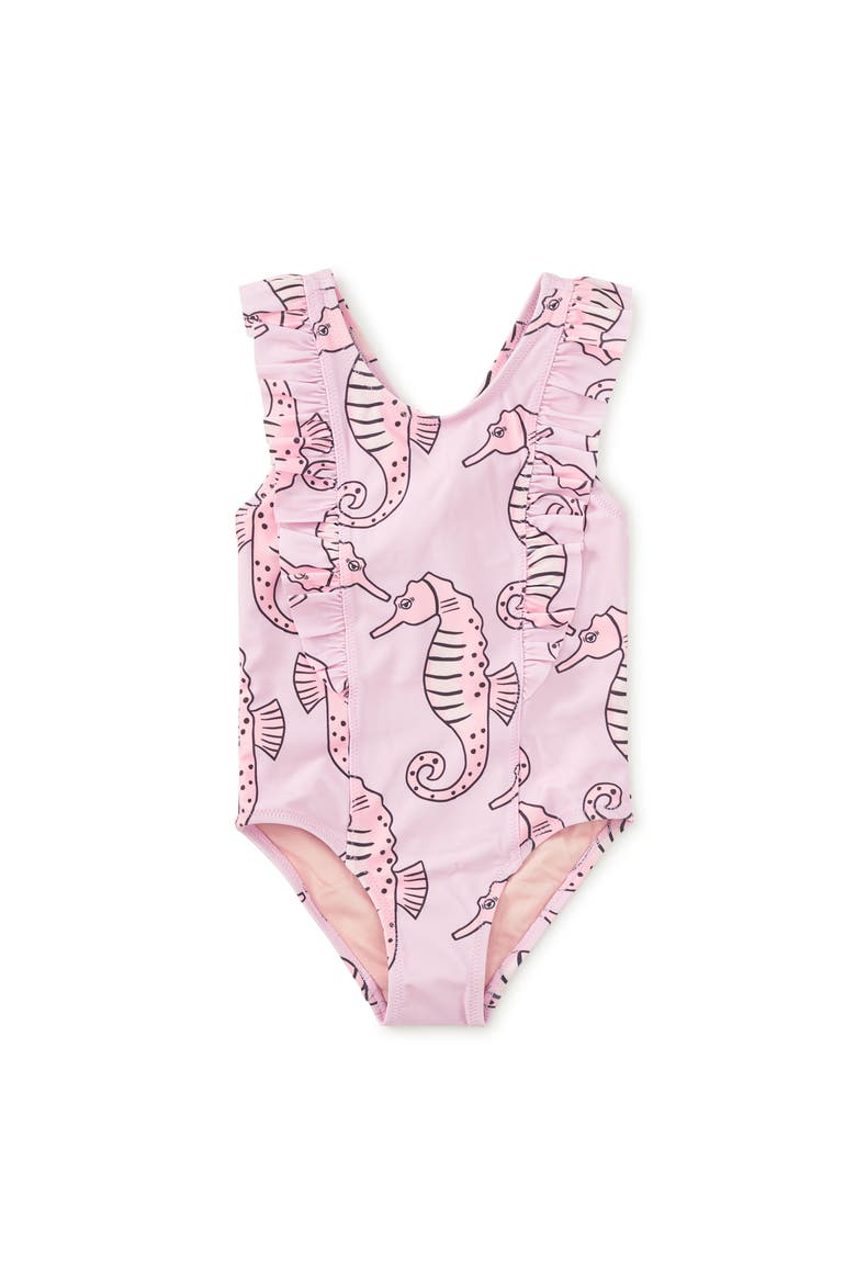 Ruffle One-Piece Swimsuit, Main, color, Caballito de Mar