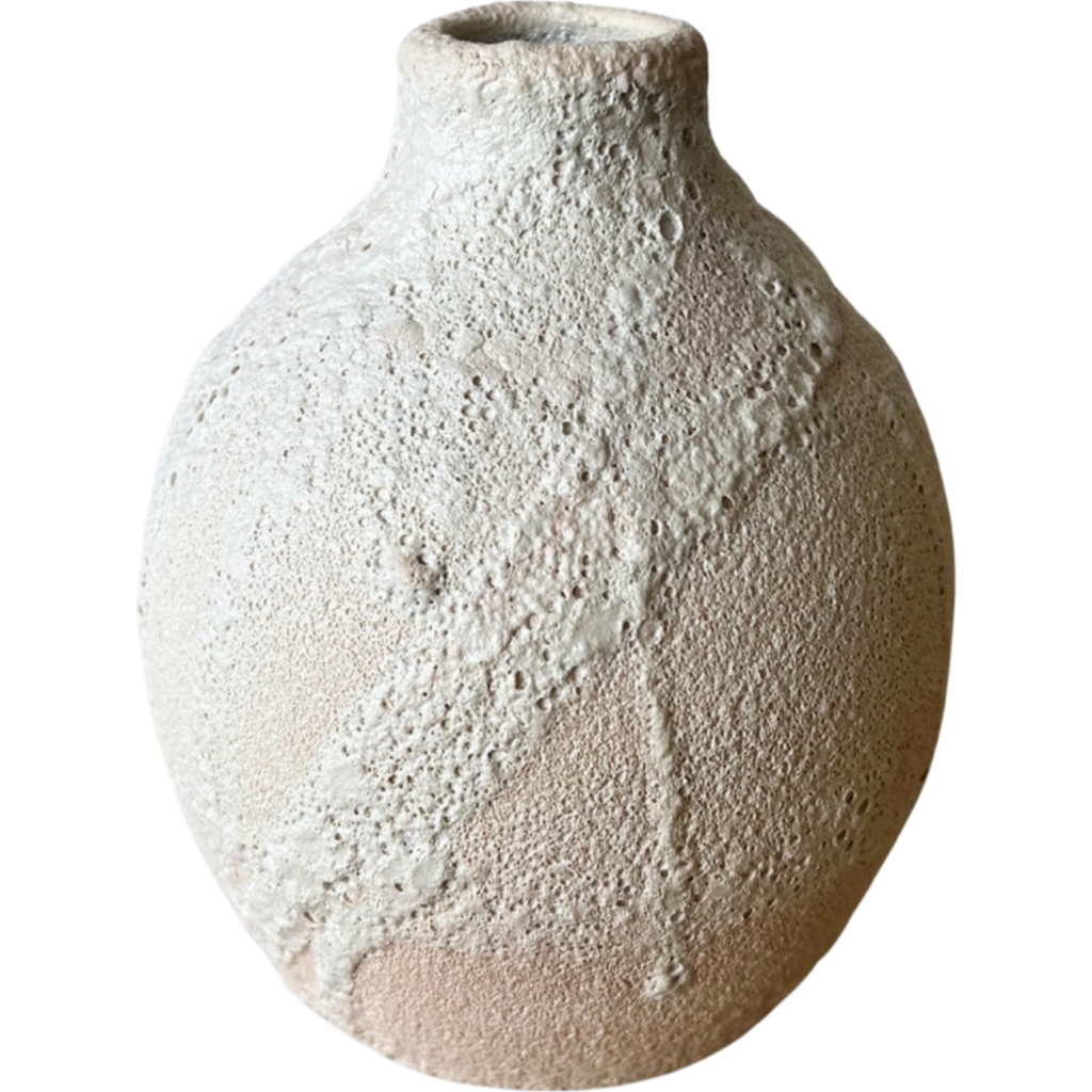 Gina Desantis Ceramics Ara Crater Vase In White