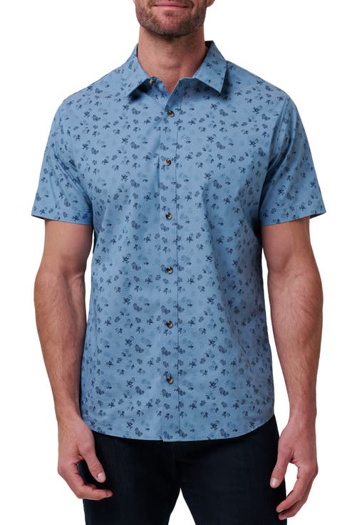 Something New Floral Short Sleeve Stretch Cotton Blend Button-Up Shirt