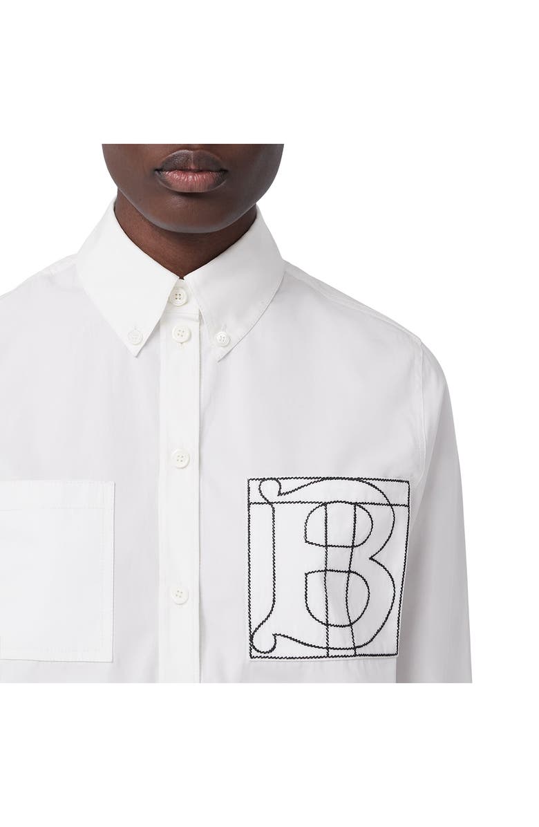 Burberry Anette TB Embroidered Cotton Button-Down Shirt, Alternate, color,
