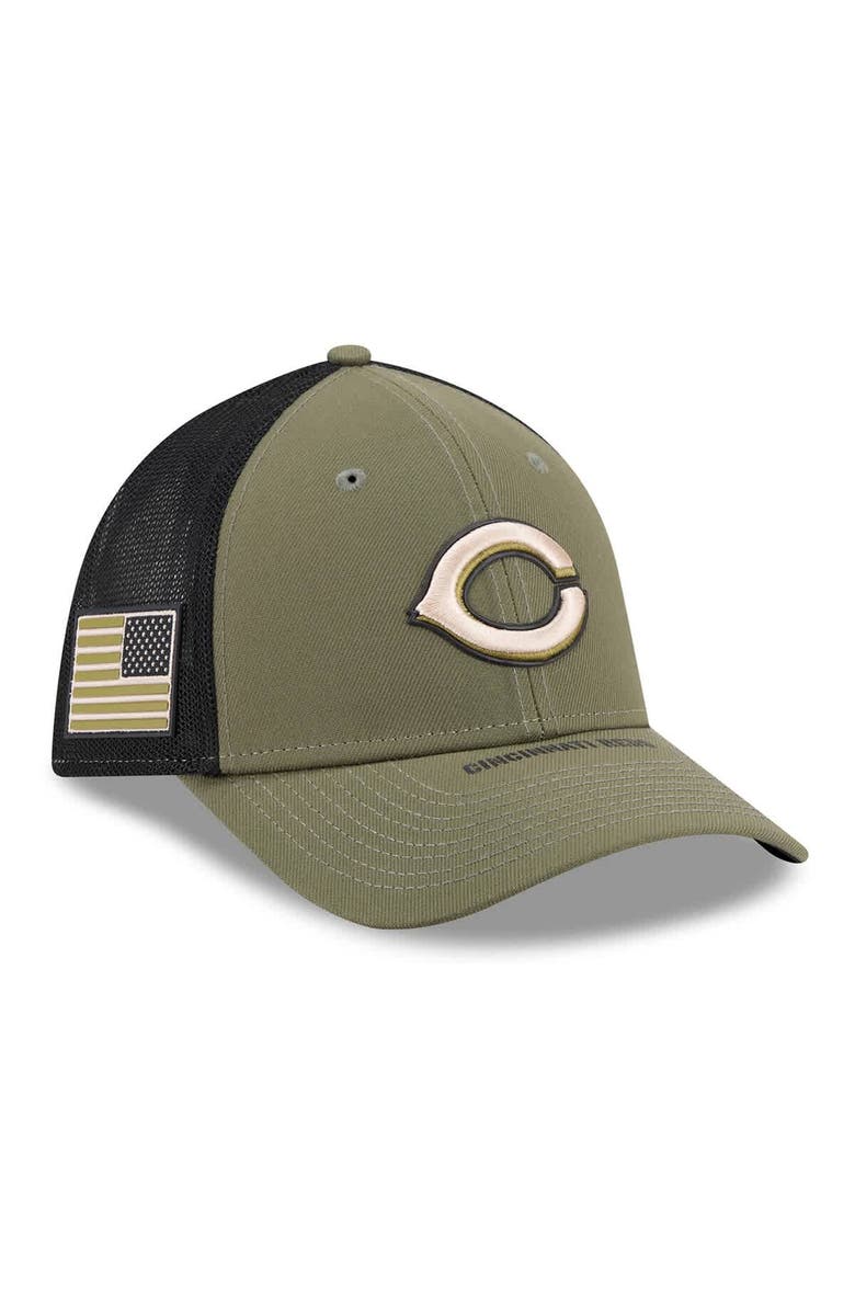 New Era Men's New Era  Olive Cincinnati Reds 2026 Armed Forces Day 39THIRTY M-Crown Flex Hat, Main, color, Olive