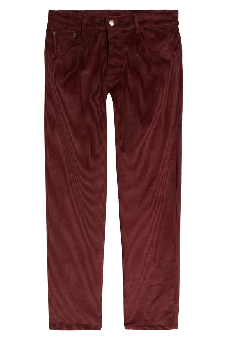 Corduroy Slim Fit Five-Pocket Pants, Alternate, color, BORDEAUX