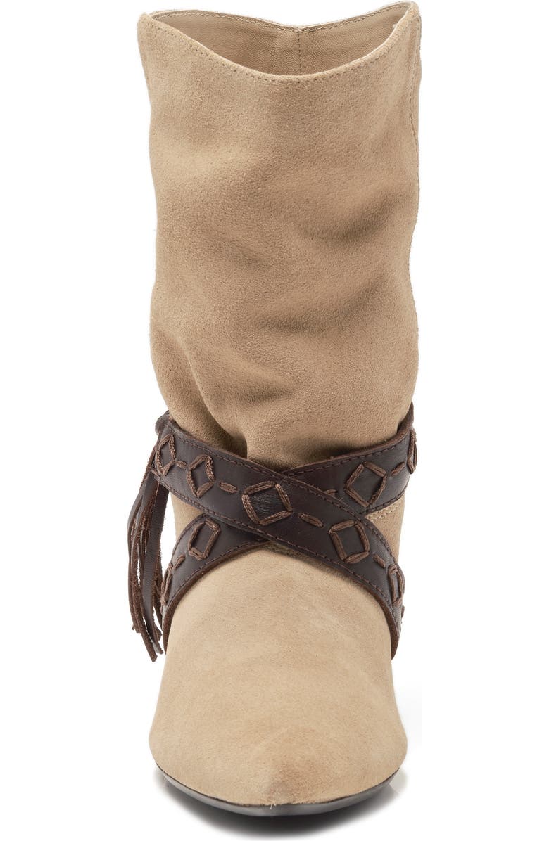 Free People Bronte Belt Wrapped Western Boot, Alternate, color, Taupe Suede