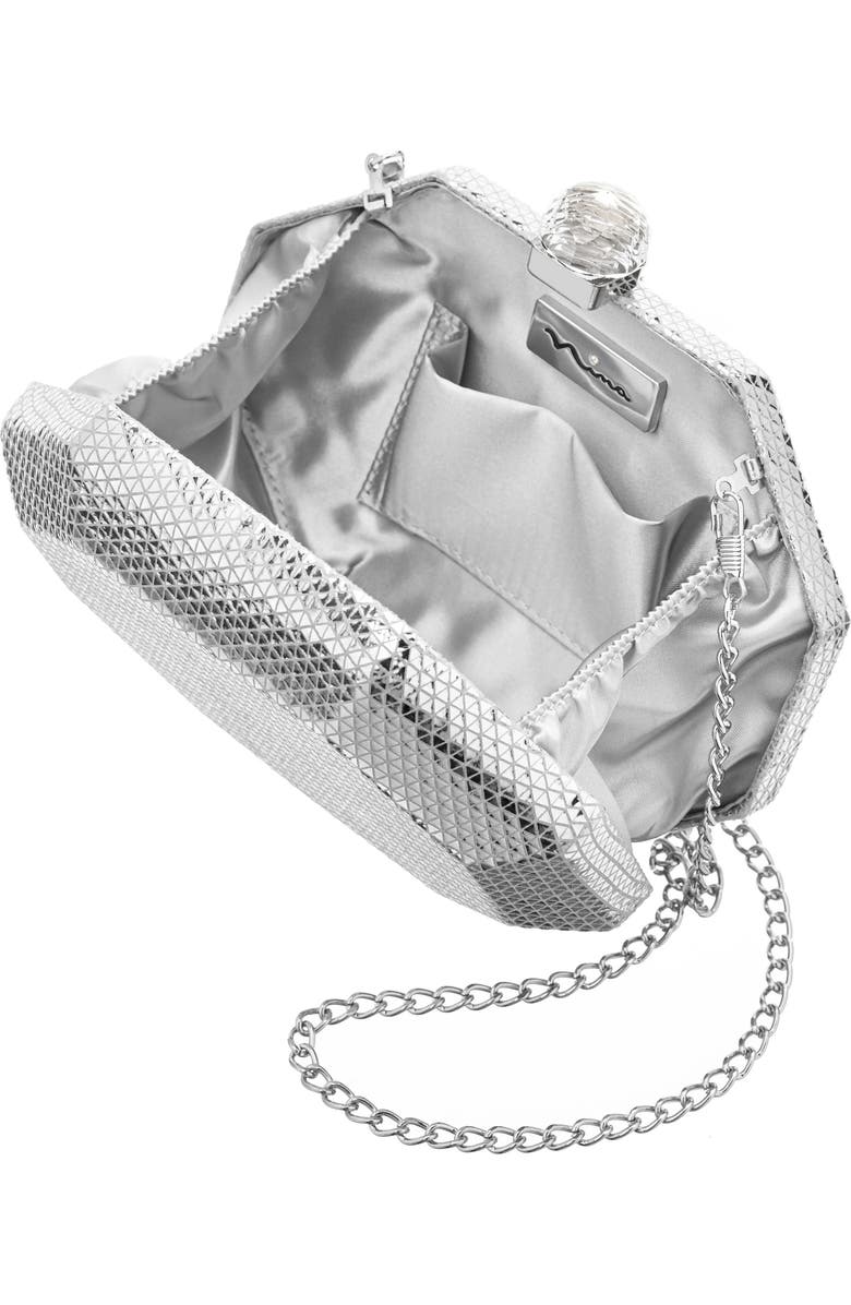 Nina Octagonal Minaudière Frame Clutch, Alternate, color, Silver