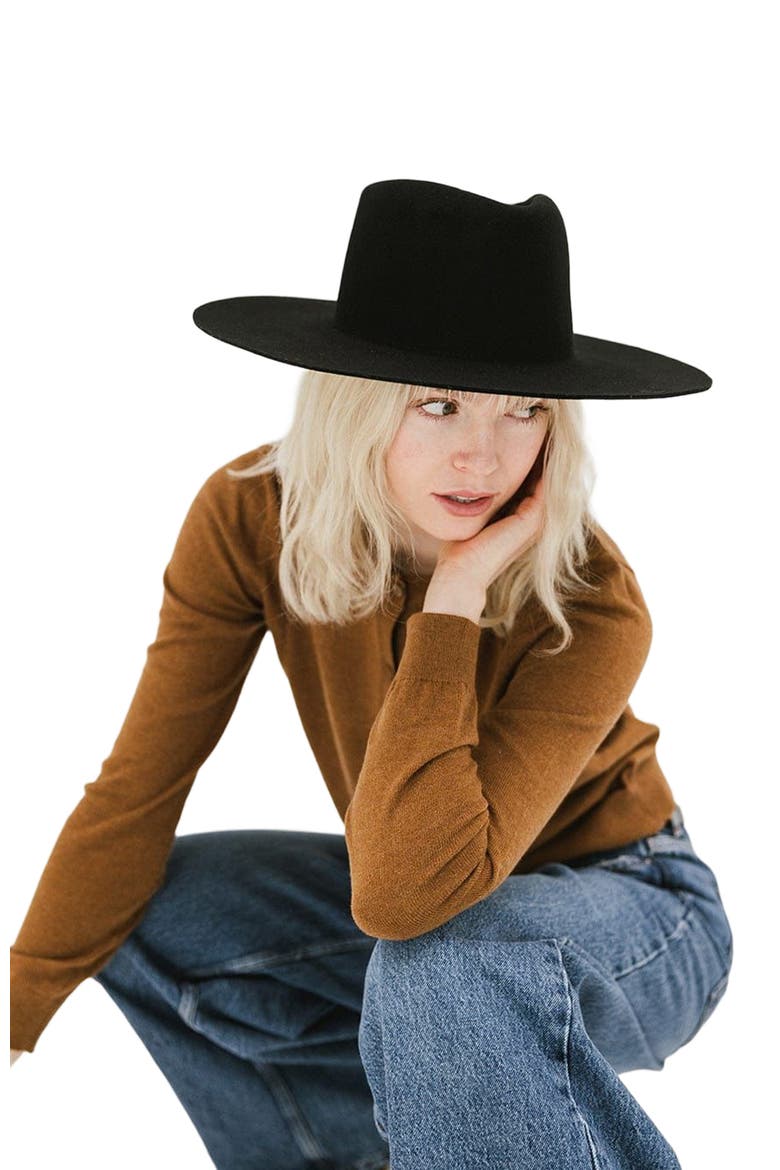 Dakota Wide Brim Felt Hat, Alternate, color, Black