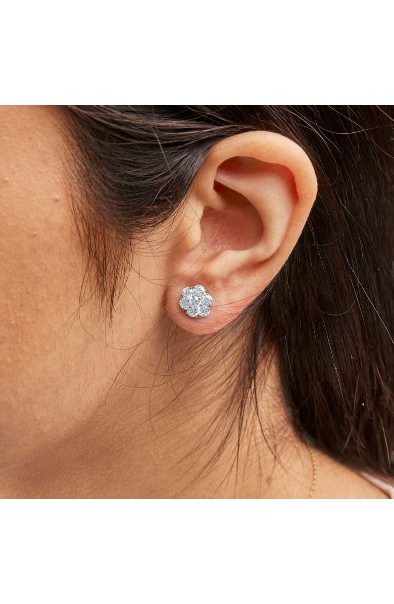 Haus of Brilliance 14K White Gold 1 3/4 Ct Lab Grown Diamond Floral Cluster Composite Stud Earring, Alternate, color, White