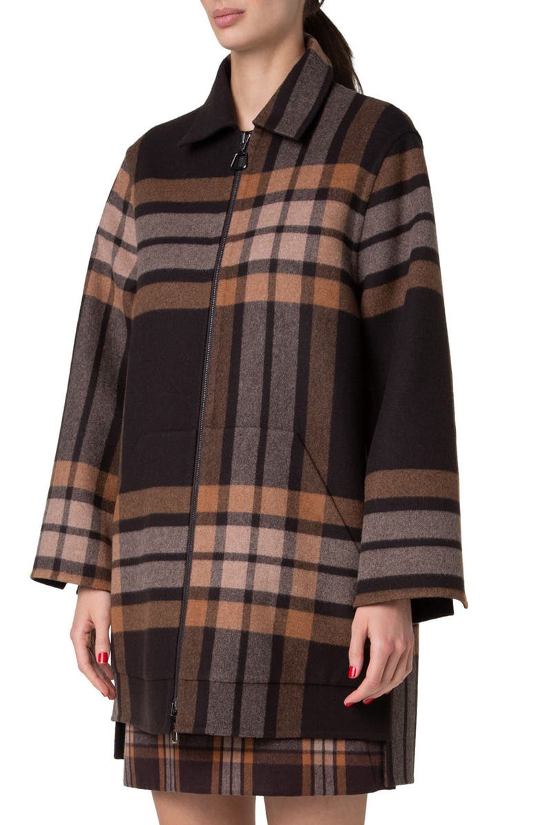 Akris Fabiola Plaid Double Face Wool Coat, Alternate, color, 
