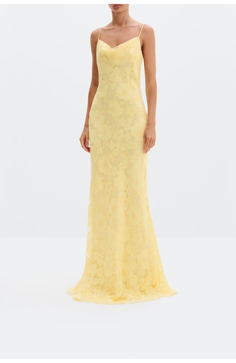 Malina Sorelle Lace Slip Maxi Dress, Alternate, color, Light Lemon