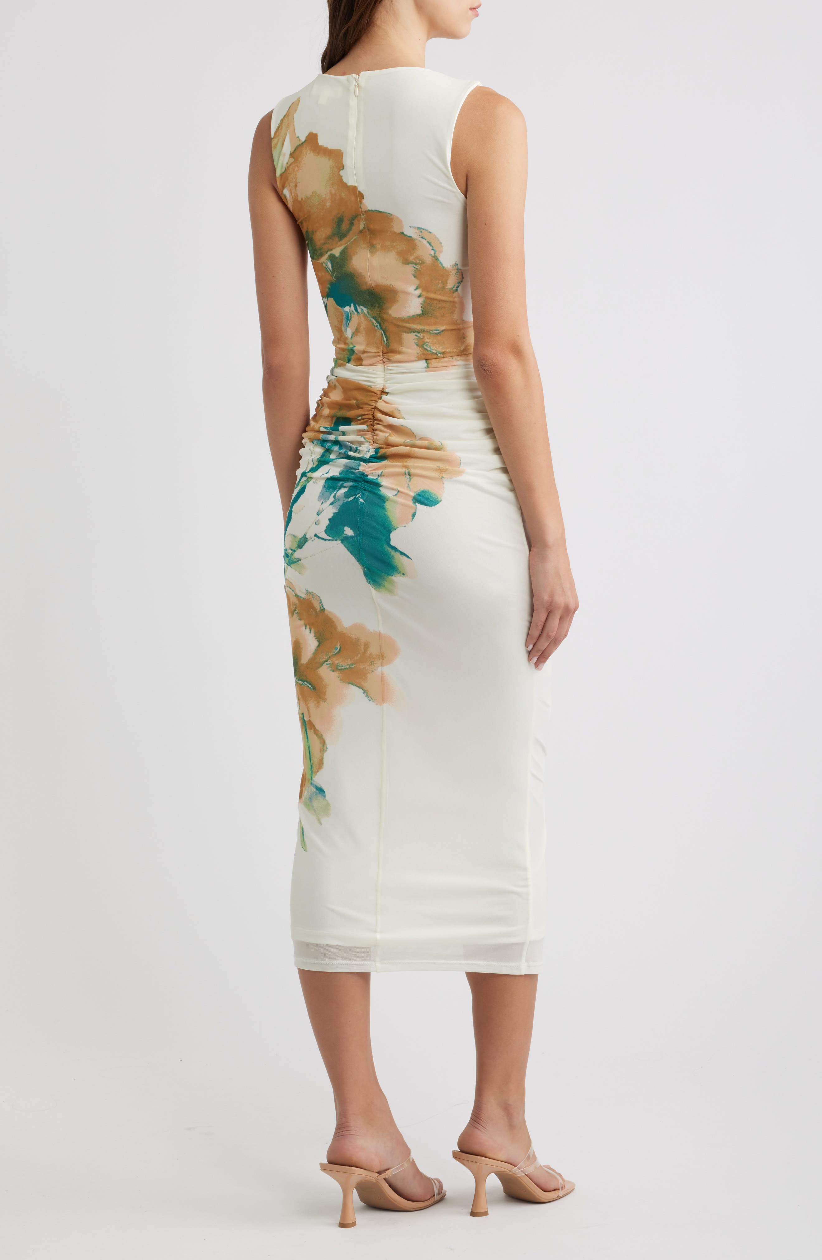 FLYING TOMATO Floral Ruched Midi Dress (Women) | Nordstrom