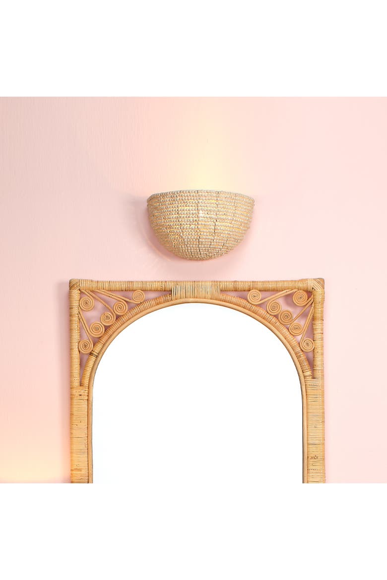 Barnacle 1-Light Beaded Demi Lune Wall Sconce, Natural, Alternate, color, Natural