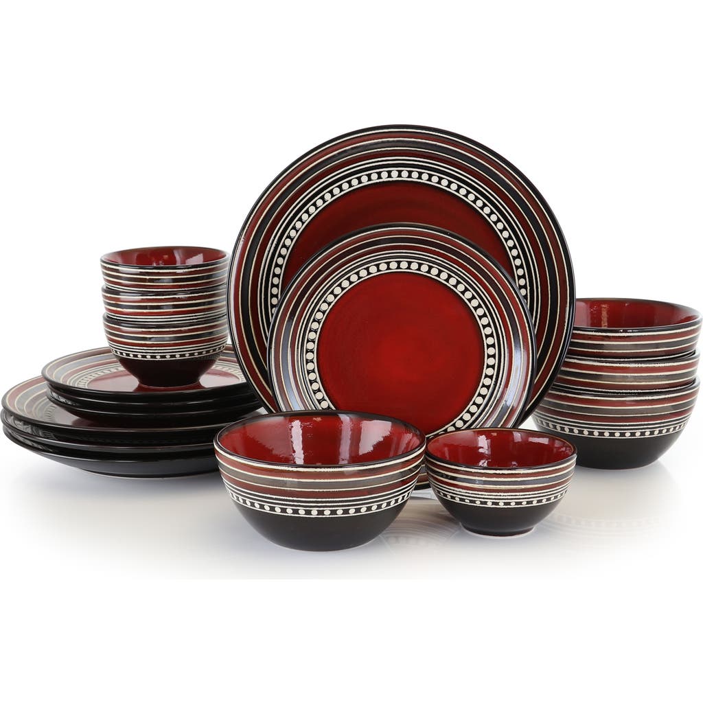 Gibson Cafe Versailles 16 Piece Double Bowl Dinnerware Set In Red